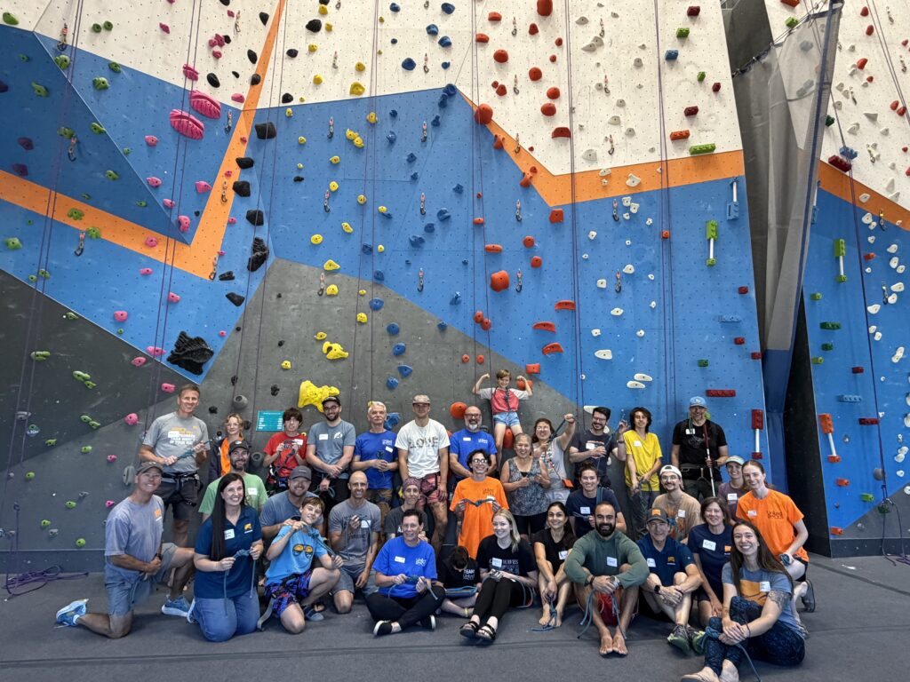 Group at Movement Gym Englewood after indoor rock climbing.