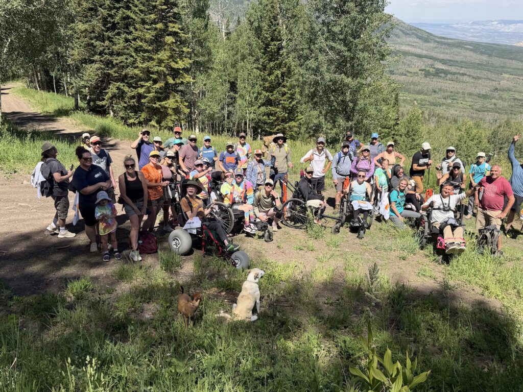 Group photo of the participants at the stopping point during a hike up Powderhorn Mountain.